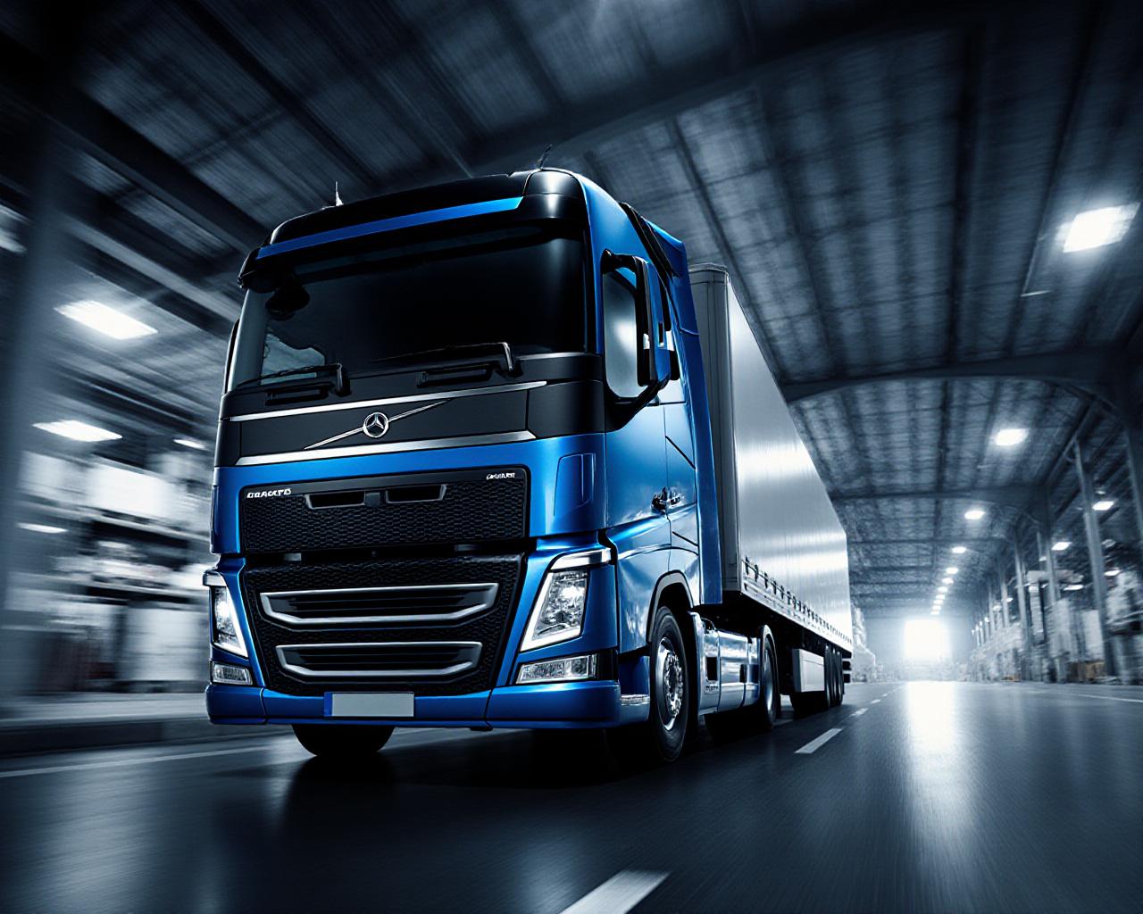 Modern logistics hub with specialized transport vehicles